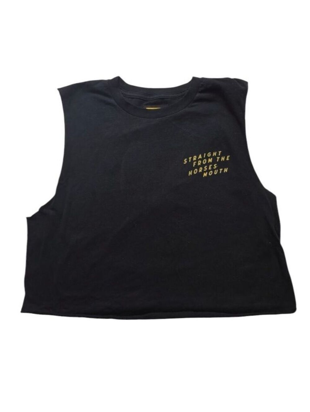 Seager Co Horse Graphic Muscle Tank Top Western Black Cropped Sleeveless Medium